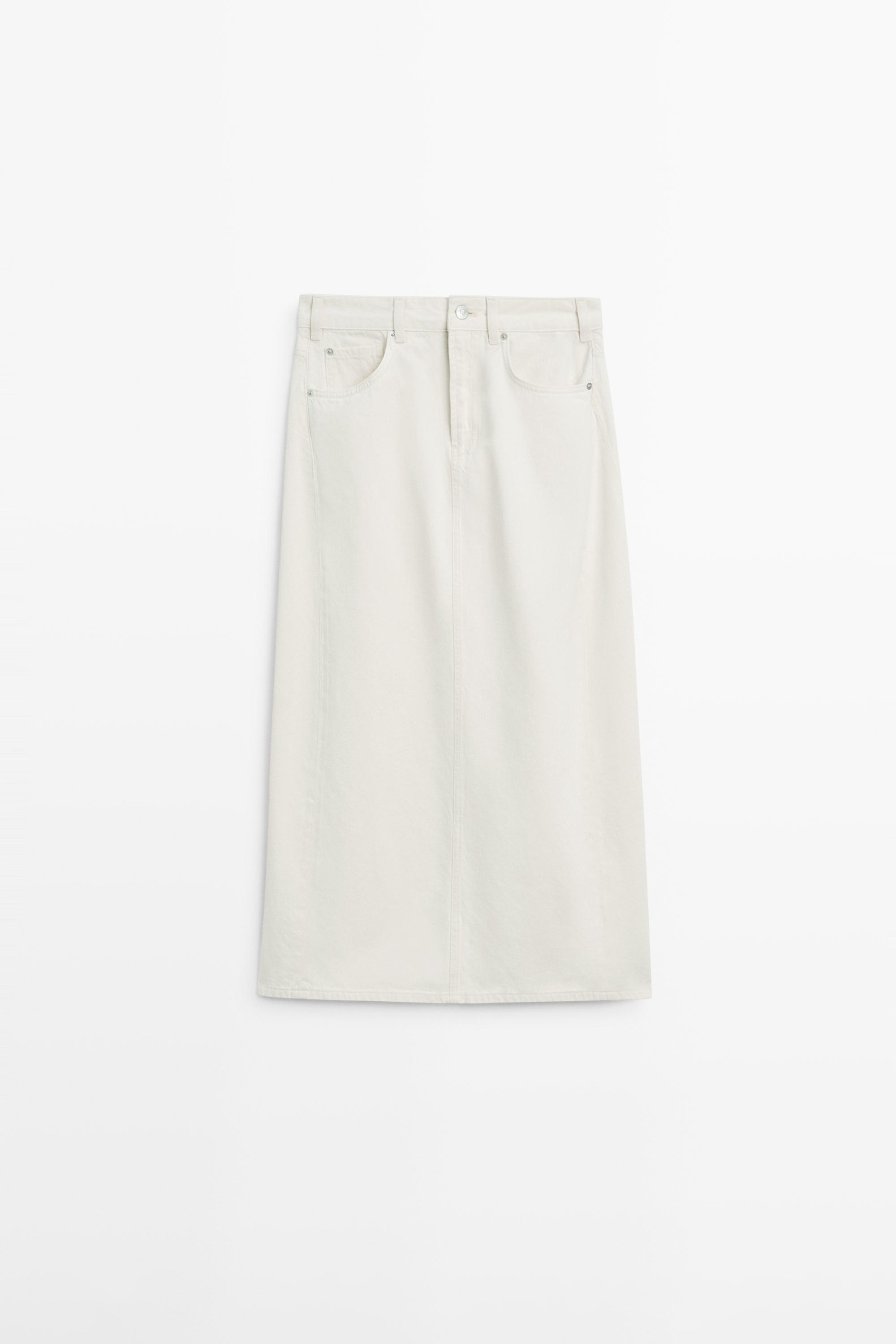 Jupe midi denim barrel fit